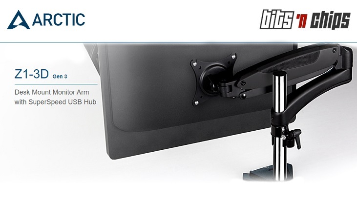 ARCTIC Z1-3D monitor a singolo braccio gas assistito Classe di efficienza energetica A+++ con peso fino a 8kg Può contenere schermi fino a 13-32 compatibile VESA 75 mm e 100  